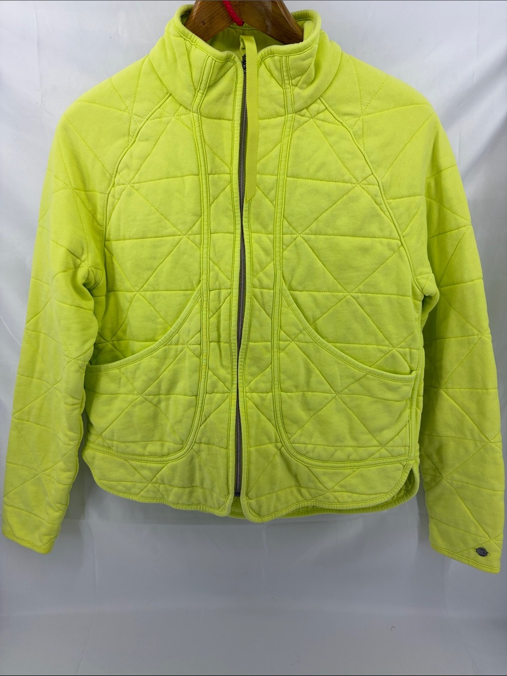 CALIA Everyday Knit Quilted Shell Boxy Jacket Lime / Neon Green, Womens sz XS